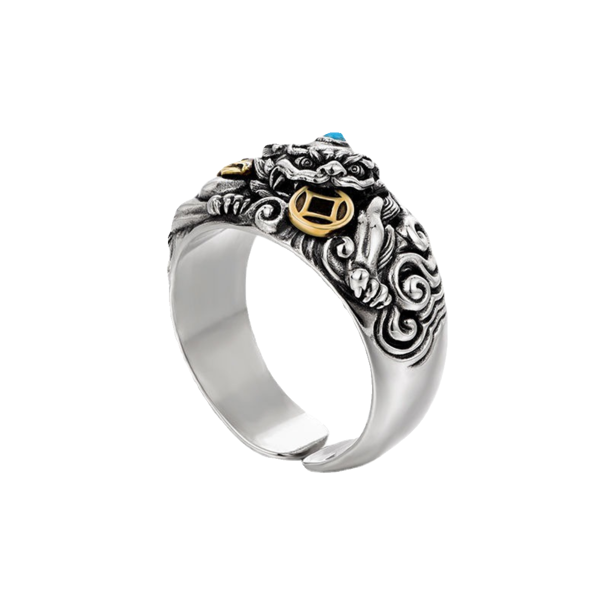 925 Sterling Silver Pi Xiu Ring for Men, Adjustable Vintage Design, Wealth & Fortune Symbol, Unique & Original Craftsmanship