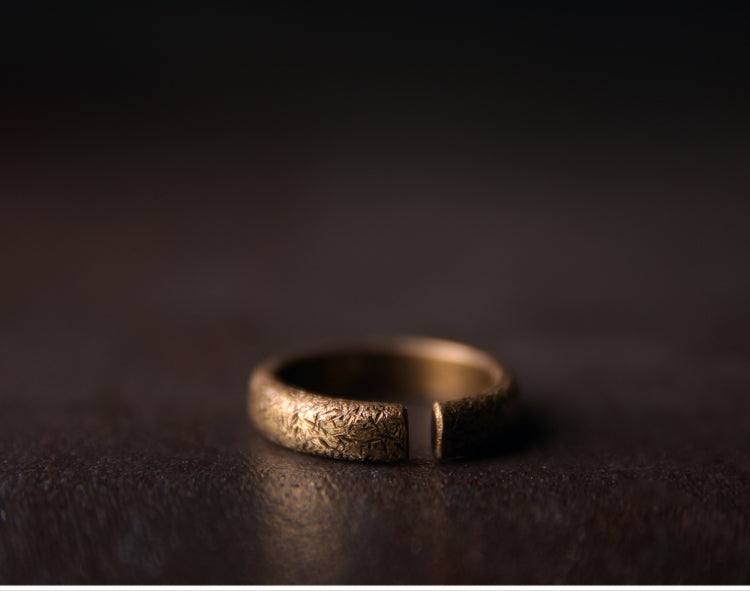 Original Design Open Ring for Women & Men – Vintage and Simple Couple’s Minimalist Copper Ring, Unisex Adjustable