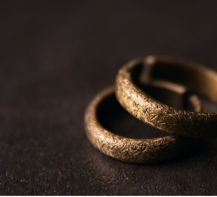 Original Design Open Ring for Women & Men – Vintage and Simple Couple’s Minimalist Copper Ring, Unisex Adjustable