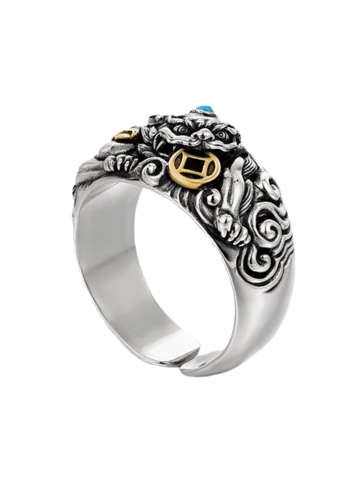 925 Sterling Silver Pi Xiu Ring for Men, Adjustable Vintage Design, Wealth & Fortune Symbol, Unique & Original Craftsmanship