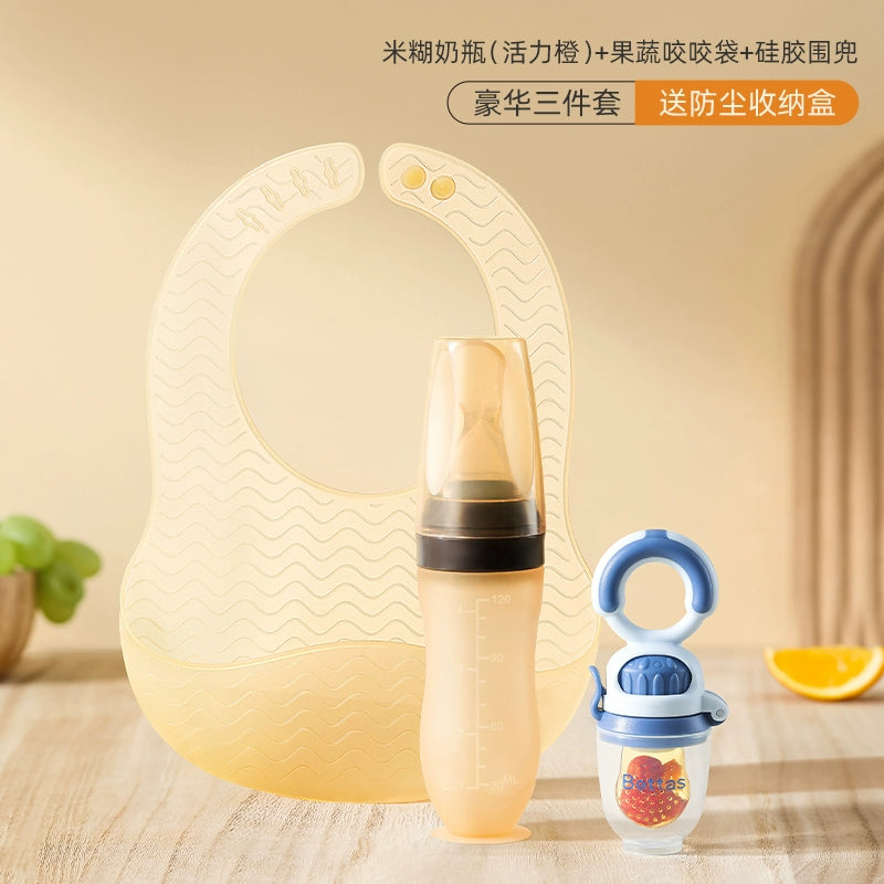 Squeeze Feeding Bottle for Baby with Soft Spoon and Silicone Baby Food Tool - Miracle Feeder for Rice Cereal Powder