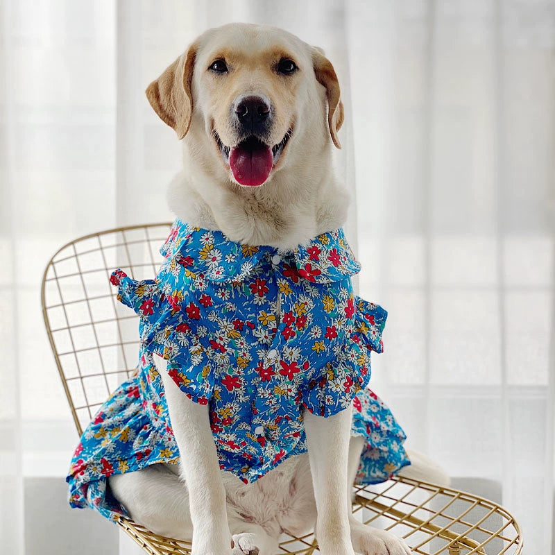 Stylish and Cute Large Dog Clothes for Labrador Retrievers and Golden Retrievers Spring/Autumn Thin Dress