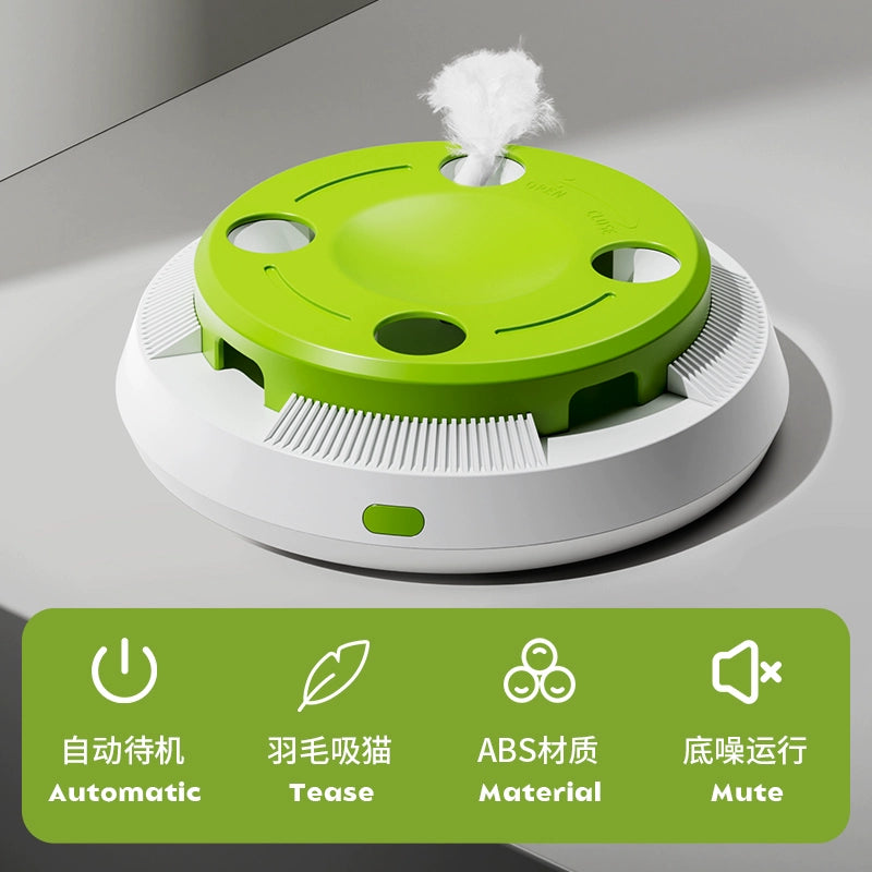 Interactive Cat Toy Stick with Feather Replacements, Automatic Cat Teaser Toy for Boredom Relief, Electric Cat Catching Mouse Machine Toy