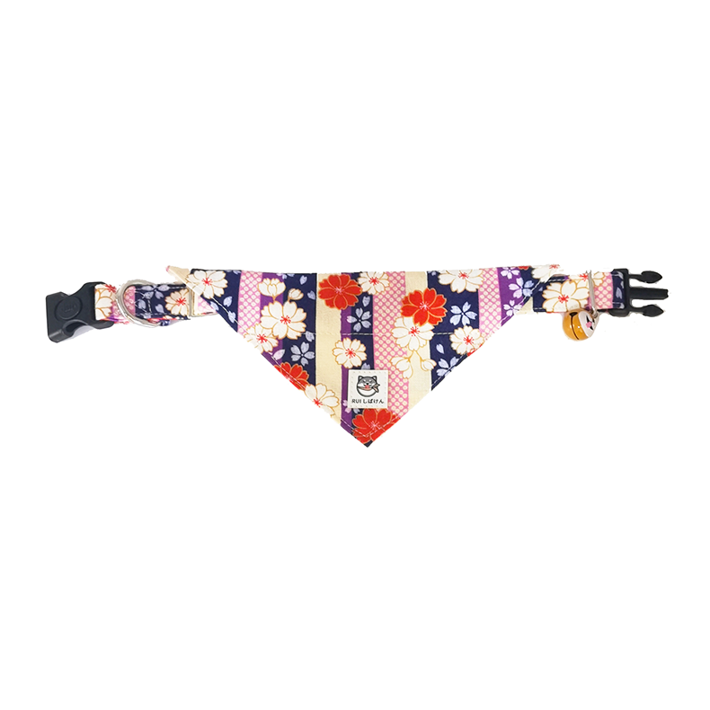 Japanese Style Dog Bandana Collar Set in Shibainu Grass Pattern - Pack of 2 - Unique Pet Accessory