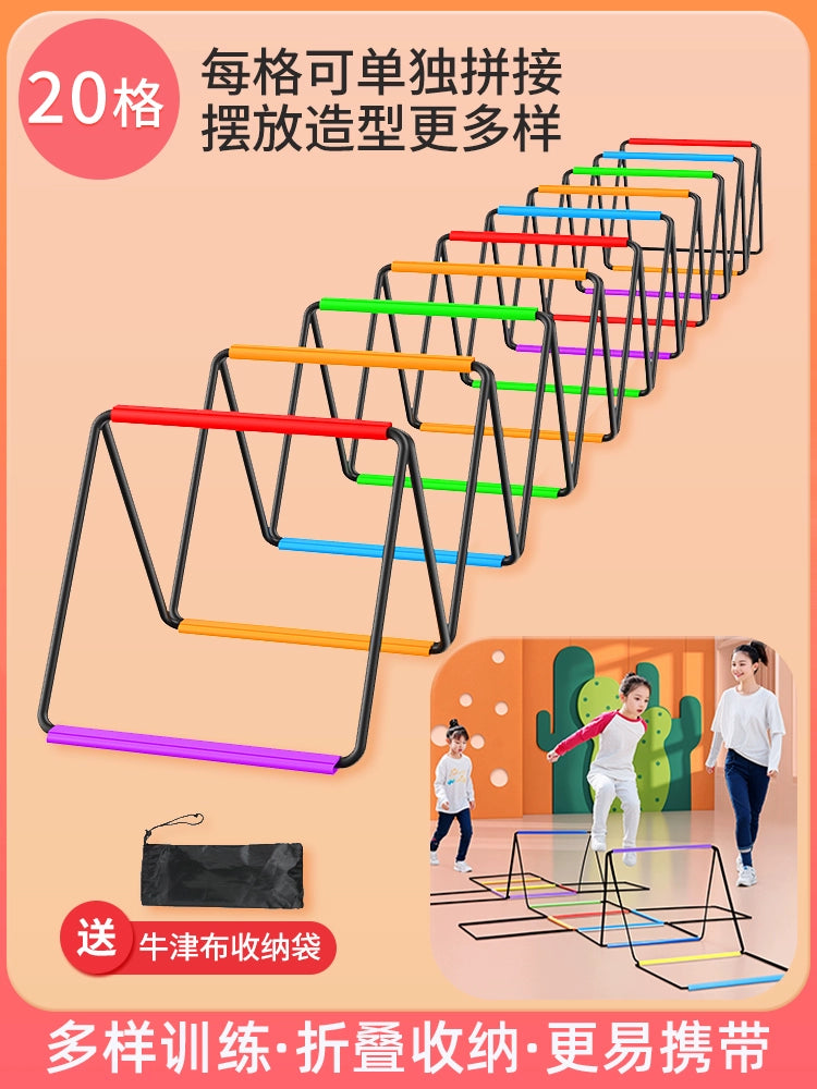 Kids Multifunctional Agility Ladder Sensory Training Equipment for Physical Activity with Jump Grid, Rope, Basketball, Soccer, and Hurdle Training Set