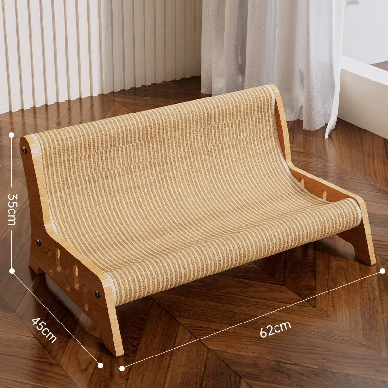 Premium Scratch Pad and Bed for Cats - Durable Sofa Hammock with Wooden Frame for Claws Sharpening - Multi-functional Pet Furniture