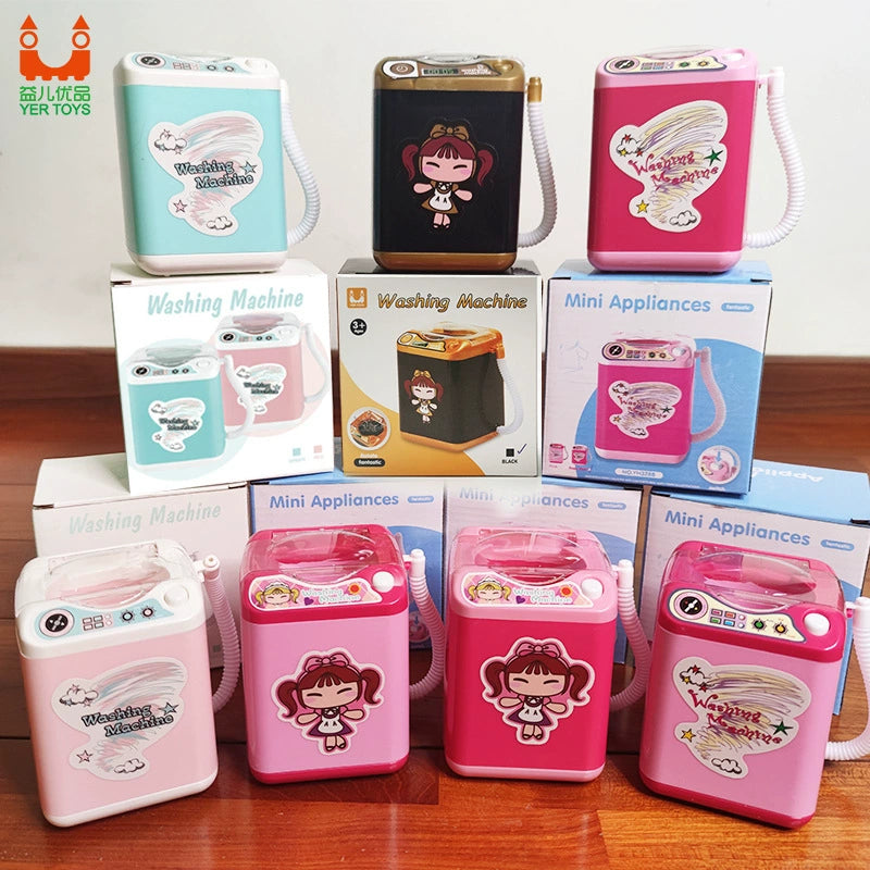 Automatic Sock Washer Toy, Small Miniature Washing Machine for Kids, Pretend Play Laundry Set