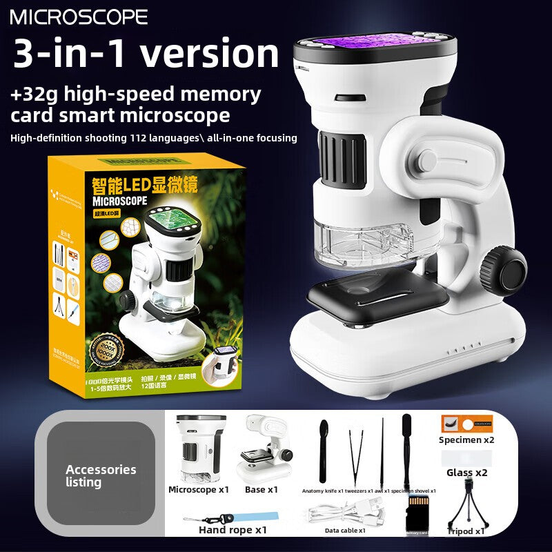 Portable Children's Microscope for Scientific Experiment Learning Tool with Bacteria and Mites Observation