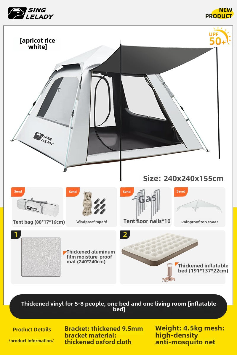 High-Quality Camping Equipment: All-Weather Foldable Tent for Backpacking, Hiking and Picnic
