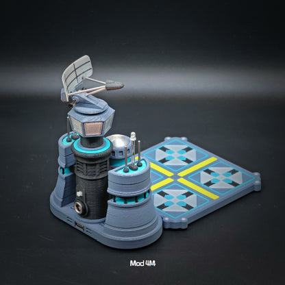 Sci-Fi Air Command Base: Wireless Phone Charger with Motorized Radar & LED Lights