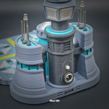 Sci-Fi Air Command Base: Wireless Phone Charger with Motorized Radar & LED Lights