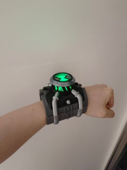 Alien Hero Transformation Watch Prop - Spring-Loaded Pop-Up with Magnetic LEDs (V1 Style)