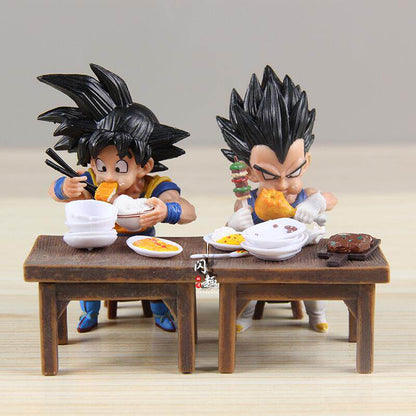 Dragon Ball Z Saiyan Feast Diorama - Goku & Vegeta Eating Scene Figure Set (8cm)
