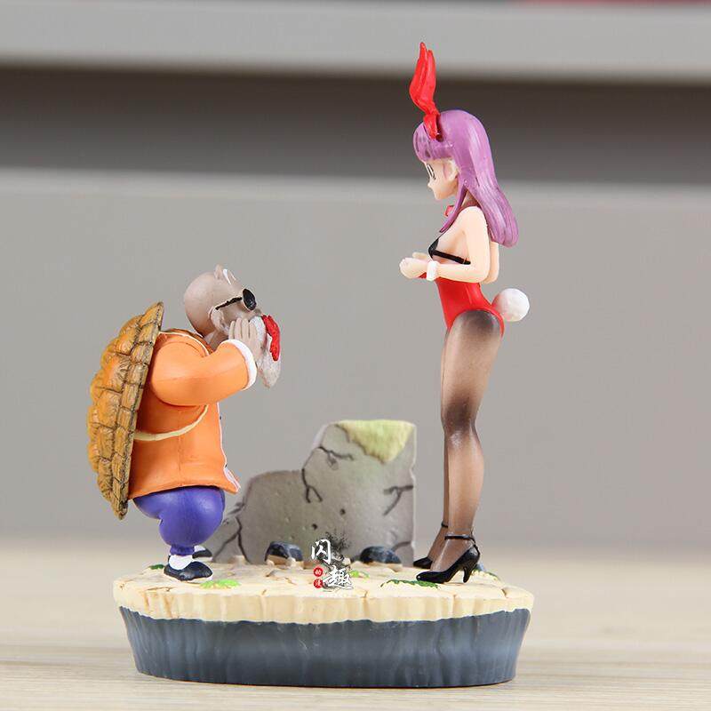 Dragon Ball Master Roshi & Bunny Girl Bulma Figure Set - Classic Nosebleed Scene Collectible Statue (10cm)