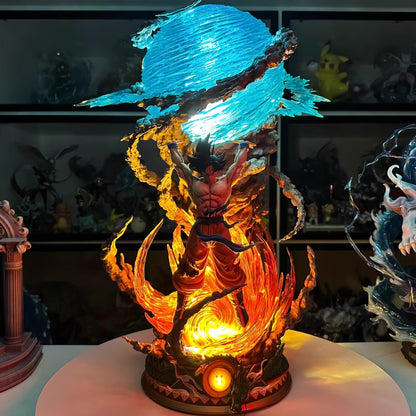 Epic 23cm Anime Warrior Spirit Bomb GK Statue with Dual LED Light-Up Effects