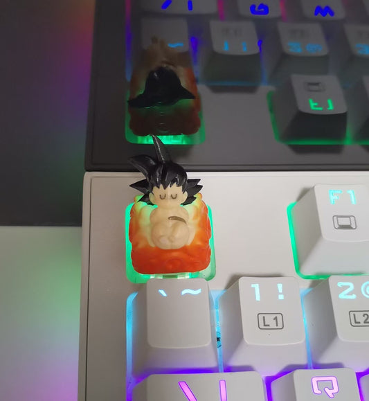 Sleeping Baby Goku on Nimbus Cloud Artisan Keycap - Handmade Resin Custom Keycap for Mechanical Keyboards