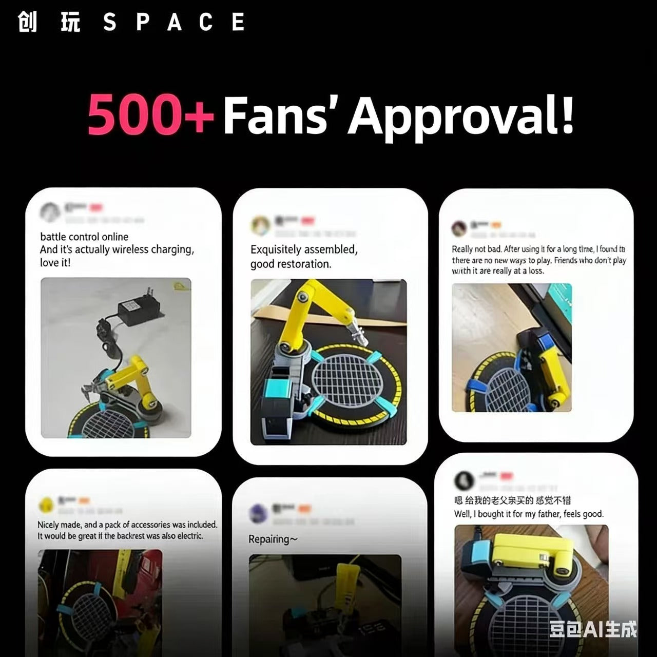 Industrial Combat Repair Station: 20W Wireless Charging Dock with Articulated Crane