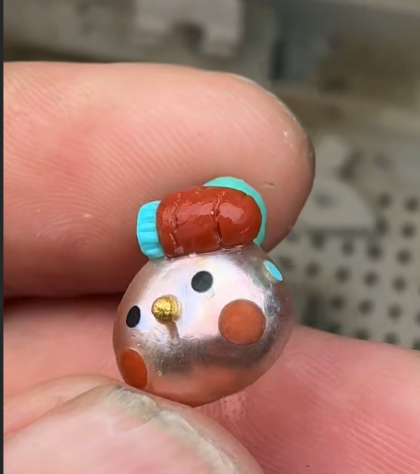 Handcrafted Turquoise & 14K Gold Bunny Charm - Southern Red Agate & Pearl Edition
