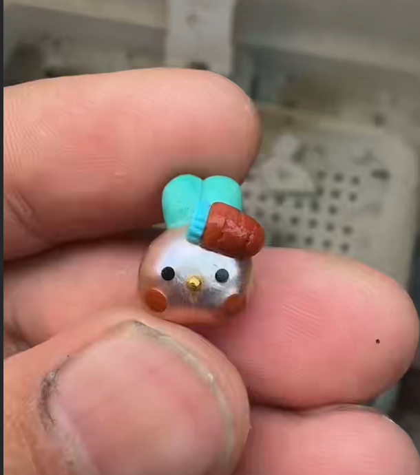 Handcrafted Turquoise & 14K Gold Bunny Charm - Southern Red Agate & Pearl Edition