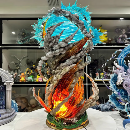 Epic 23cm Anime Warrior Spirit Bomb GK Statue with Dual LED Light-Up Effects