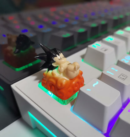 Sleeping Baby Goku on Nimbus Cloud Artisan Keycap - Handmade Resin Custom Keycap for Mechanical Keyboards