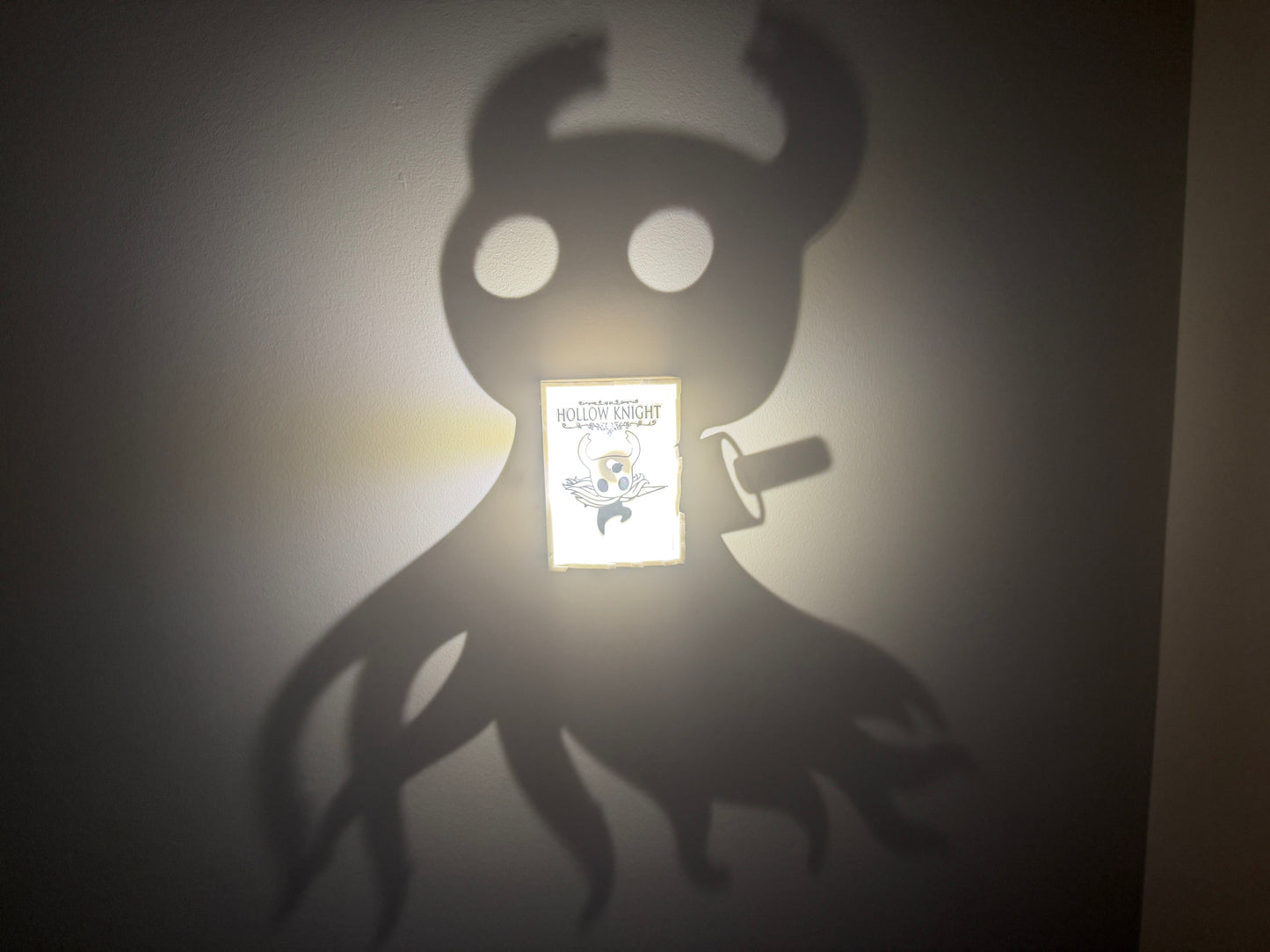 Hollow Knight Shadow Projection Night Light | 3D Printed Ambient Wall Lamp | Gamer Room Decor