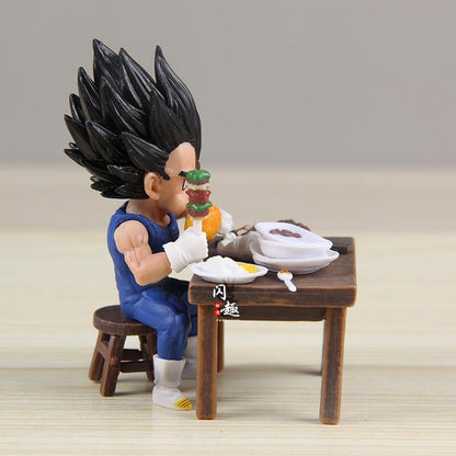 Dragon Ball Z Saiyan Feast Diorama - Goku & Vegeta Eating Scene Figure Set (8cm)