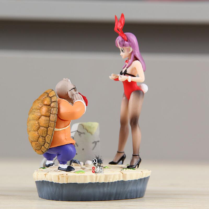 Dragon Ball Master Roshi & Bunny Girl Bulma Figure Set - Classic Nosebleed Scene Collectible Statue (10cm)