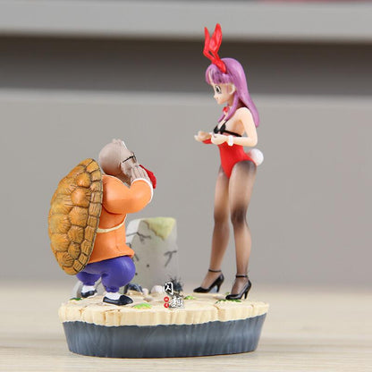 Dragon Ball Master Roshi & Bunny Girl Bulma Figure Set - Classic Nosebleed Scene Collectible Statue (10cm)