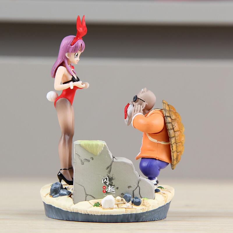 Dragon Ball Master Roshi & Bunny Girl Bulma Figure Set - Classic Nosebleed Scene Collectible Statue (10cm)