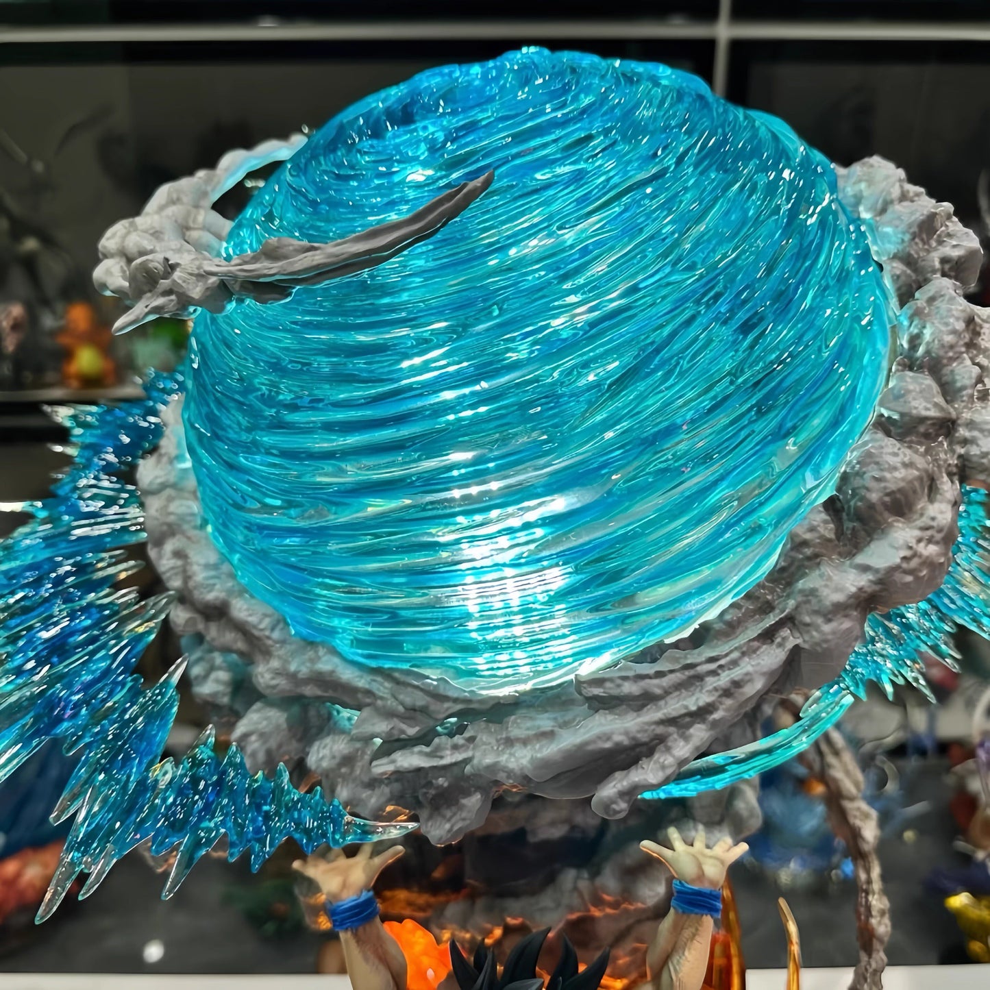Epic 23cm Anime Warrior Spirit Bomb GK Statue with Dual LED Light-Up Effects