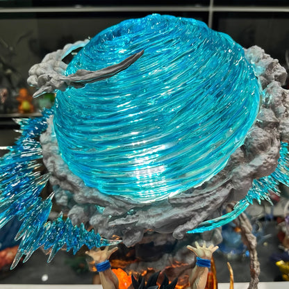 Epic 23cm Anime Warrior Spirit Bomb GK Statue with Dual LED Light-Up Effects