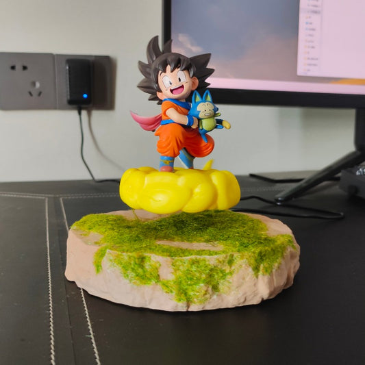 Magnetic Levitating Anime Boy on Golden Cloud Figure | Floating Desk Ornament