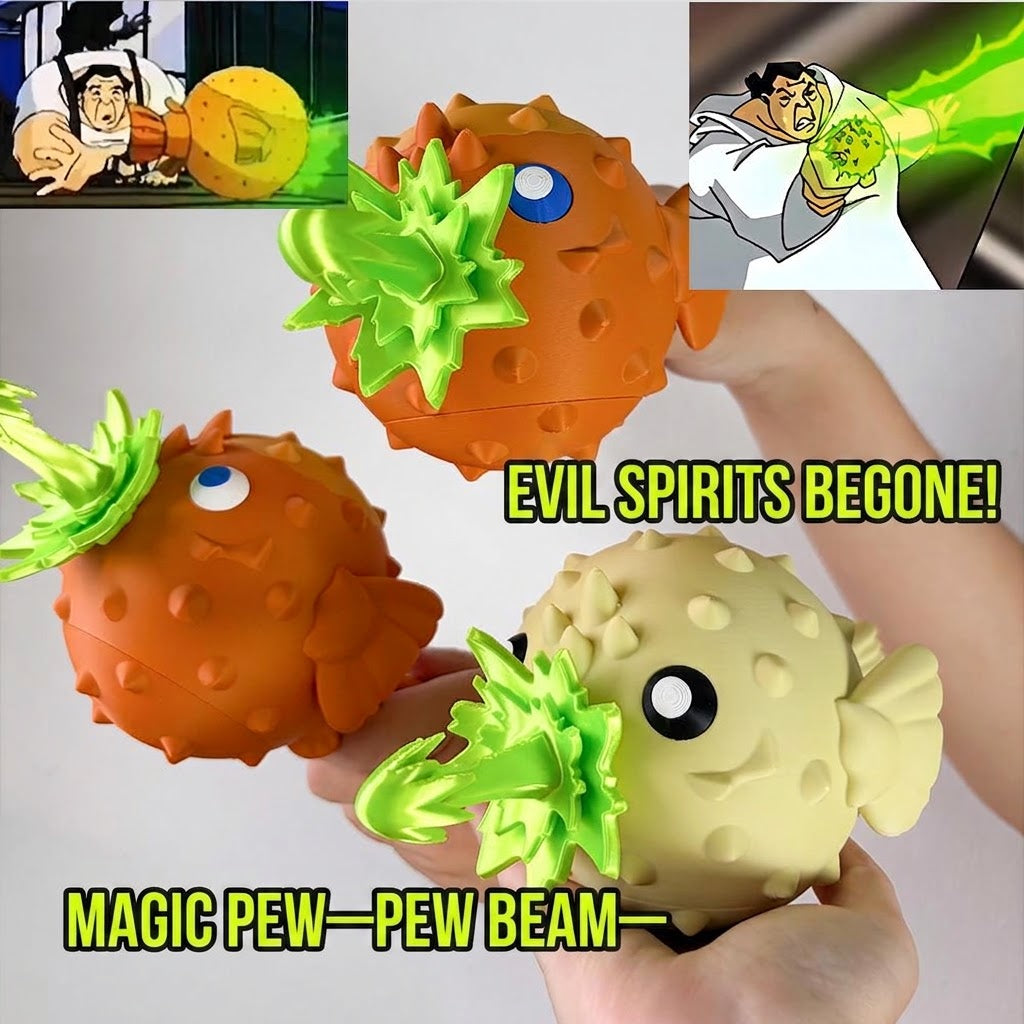 Uncle's Magic Pufferfish Prop | Jackie Chan Adventures Replica | Magnetic "Pew-Pew" Beam
