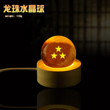 Premium 7-Piece Anime Crystal Balls Set with LED Wooden Base - Glowing Desk Lamp & Ornament