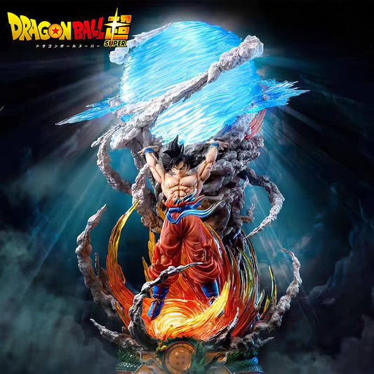 Epic 23cm Anime Warrior Spirit Bomb GK Statue with Dual LED Light-Up Effects