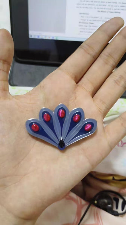 Peacock Miraculous Brooch Pin - Highly Detailed Transformed Mayura Cosplay Prop (Handmade Resin)