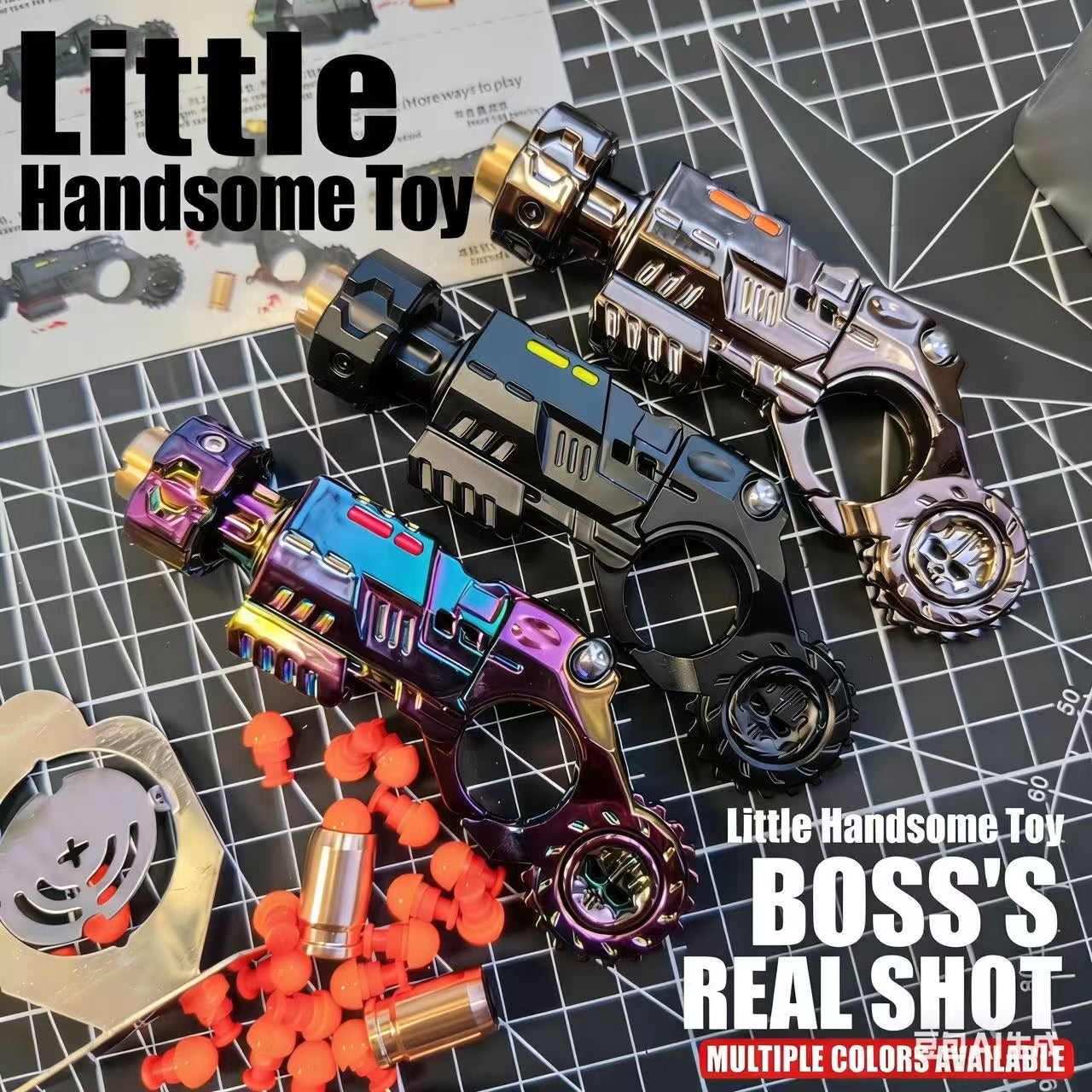 Agent PZ Cyberpunk Tactical Fidget Blaster | Alloy Slider & Spinner Toy