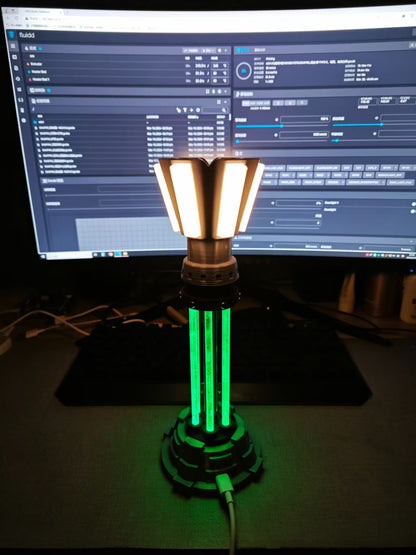 3D Printed Red Alert Prism Tower Desk Lamp - Dimmable Sci-Fi Gaming Ambient Light