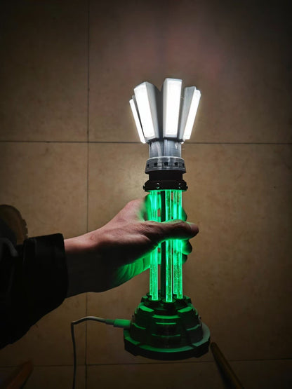 3D Printed Red Alert Prism Tower Desk Lamp - Dimmable Sci-Fi Gaming Ambient Light