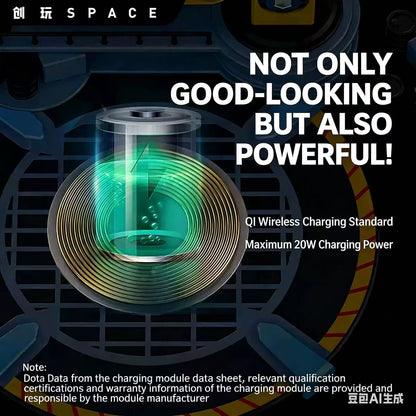 Industrial Combat Repair Station: 20W Wireless Charging Dock with Articulated Crane