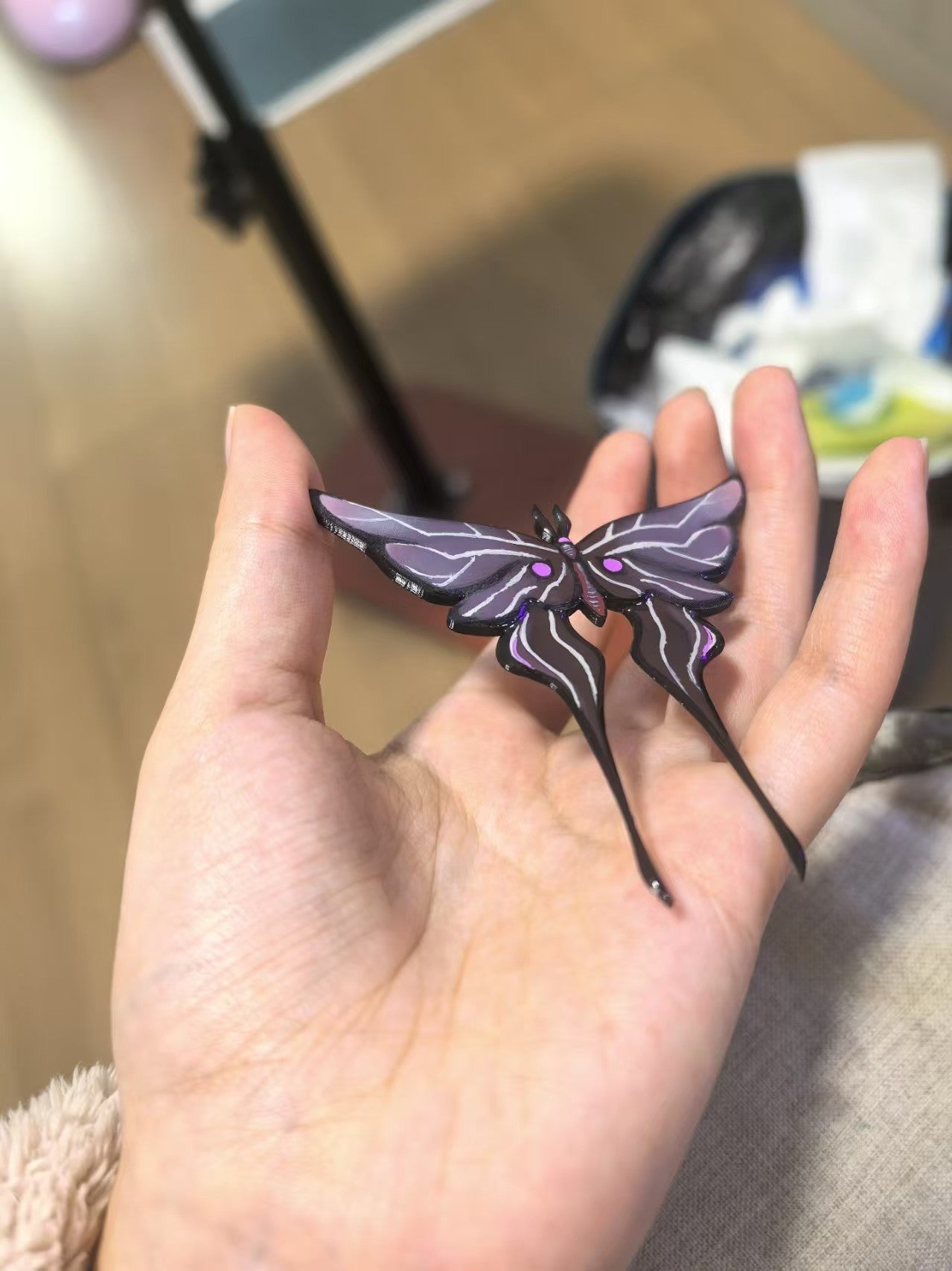 Hand-Painted Butterfly Miraculous Brooch | Hawk Moth Cosplay Prop