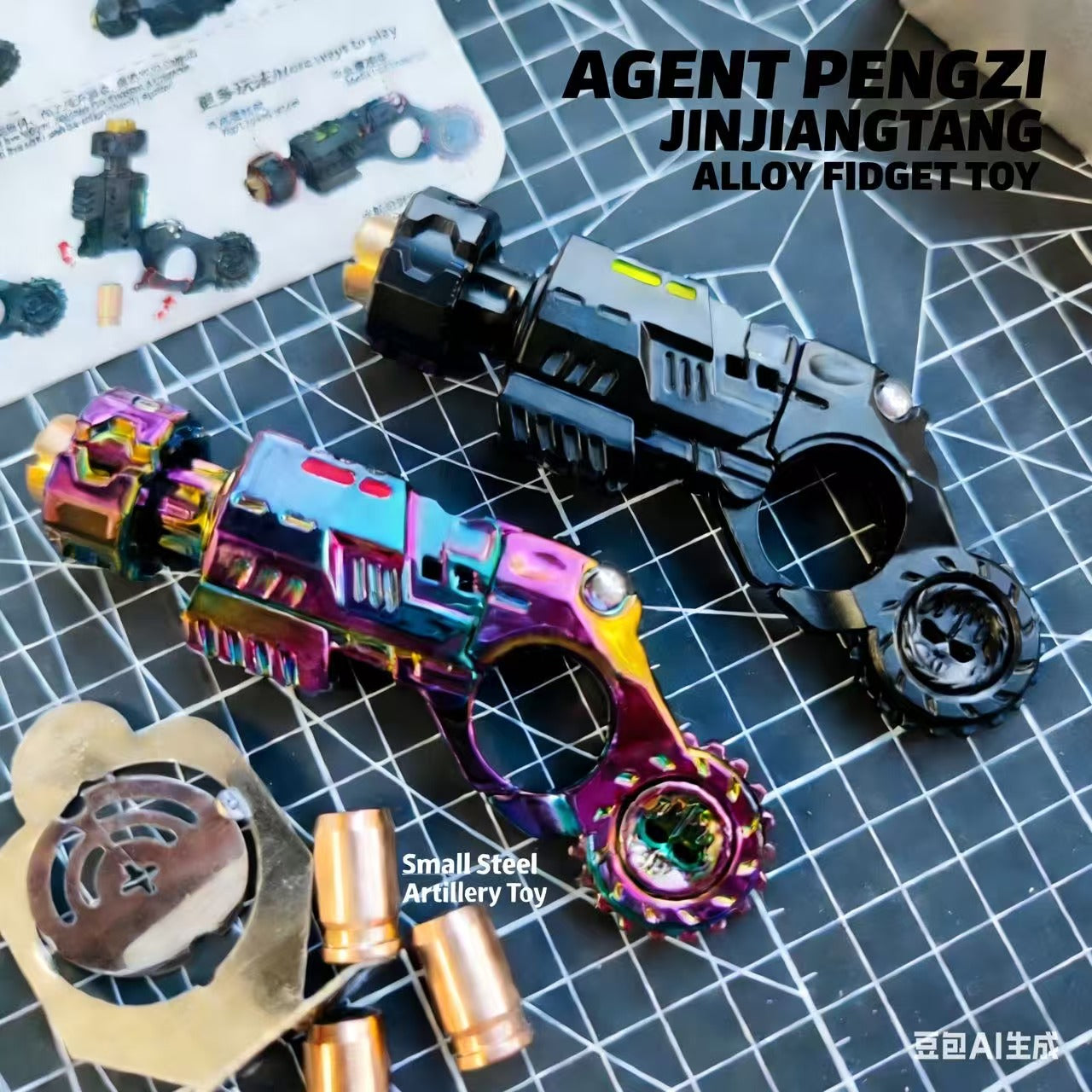 Agent PZ Cyberpunk Tactical Fidget Blaster | Alloy Slider & Spinner Toy