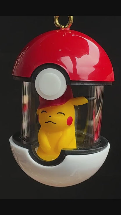 Custom Shiny Pikachu Poké Ball Keychain - Handmade Portable Terrarium Pendant