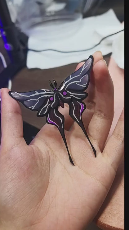 Hand-Painted Butterfly Miraculous Brooch | Hawk Moth Cosplay Prop