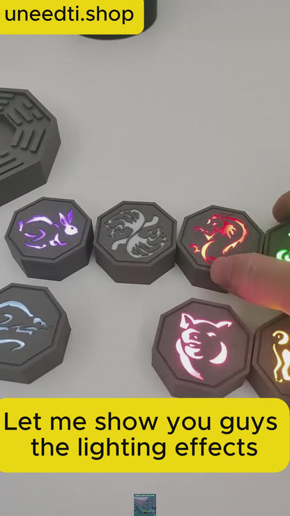 Upgraded Version - 12 Zodiac Talismans Set with Wireless Charging Disc