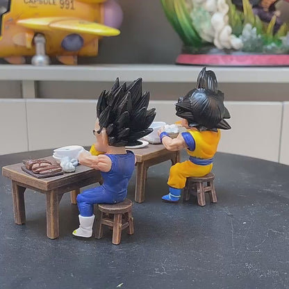 Dragon Ball Z Saiyan Feast Diorama - Goku & Vegeta Eating Scene Figure Set (8cm)